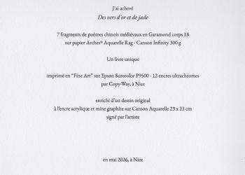 DES VERS D'OR ET DE JADE